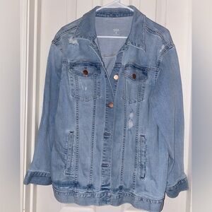 a.n.a Classic Blue Jean Distressed Jacket